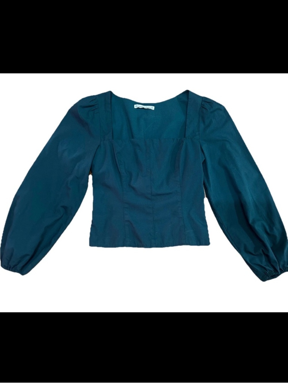 Abercrombie & Fitch Forest Green Square-Neck Puff Sleeve Top